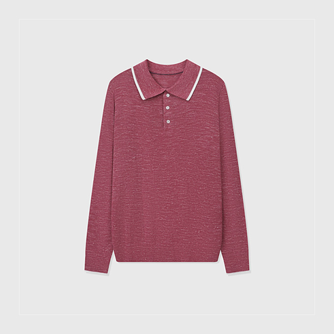 brunello cucinelli flat knit long-sleeve polo shirt
